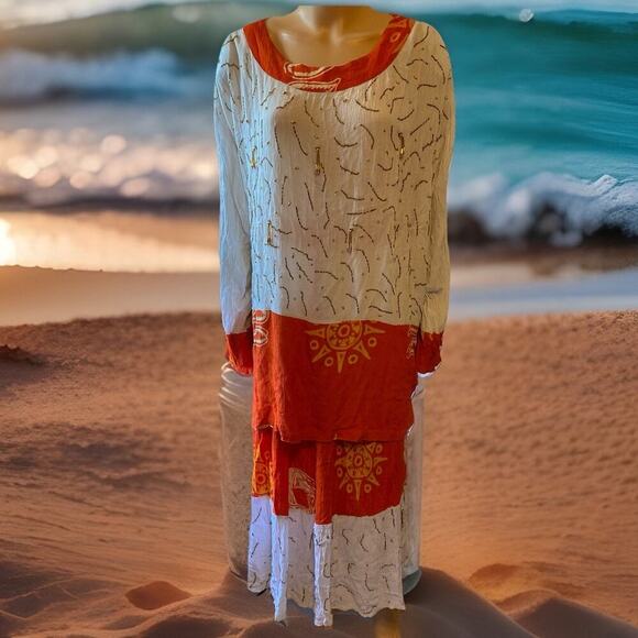 VTG Neelam 2Piece Top & MaxiSkirt ArttoWear Lagenlook Resort Beach Boho FreeSize - Picture 1 of 14